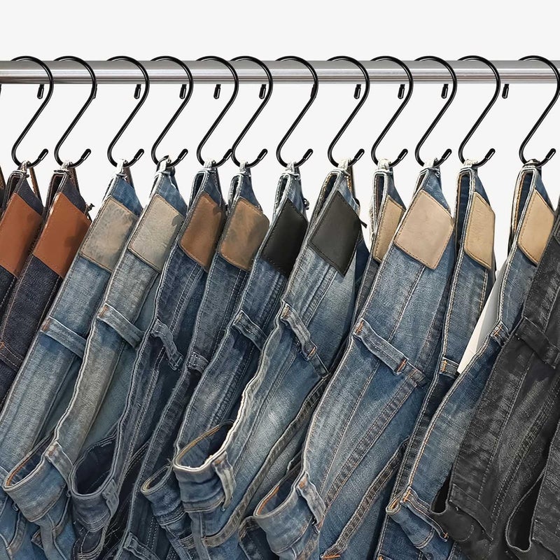 DINGEE 12 Pack 6 Inch S Hooks,Large S Hooks Vinyl Coated Heavy Duty S Hook for Hanging Non Slip S Hanger Closet Hooks, Steel Metal Black Rubber S Hook for Hanging Plants,Clothes,Jeans,Pot Pan Garden - Image 3